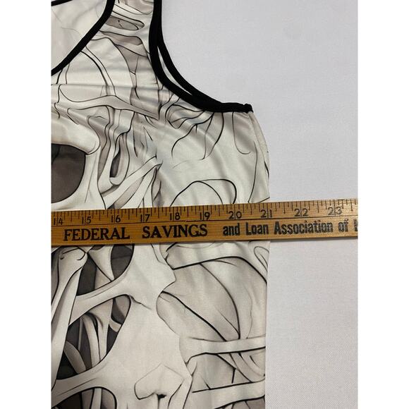 Women’s Skull Print Sleeveless Tank Top Size 1XL Front & Back Graphic Black - Picture 4 of 8